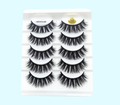 Faux Cils 3D Imitation Vison - Lot de 5 Paires