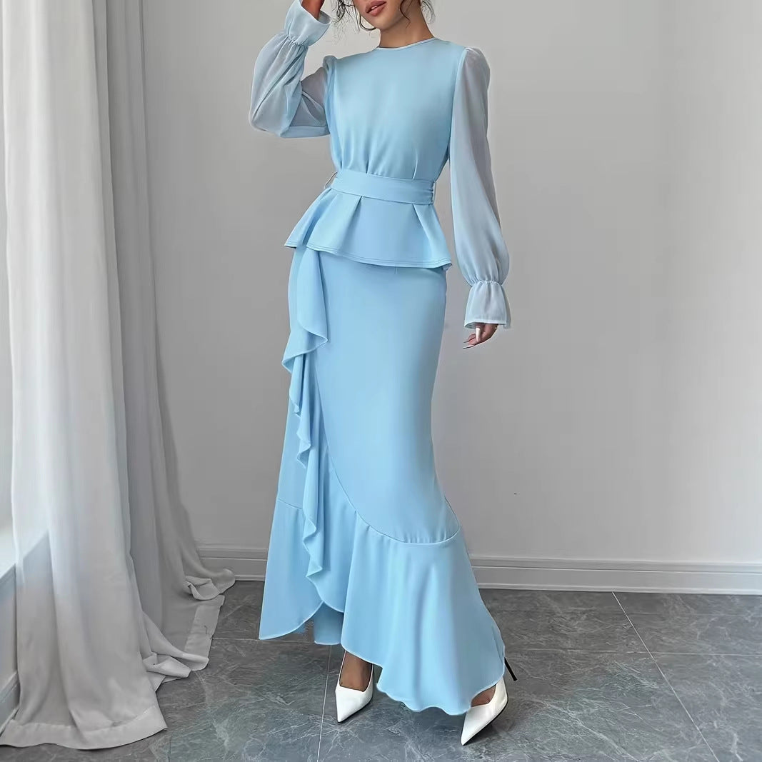 Robe Nuisette Volants Asymétriques - Élégance Moderne