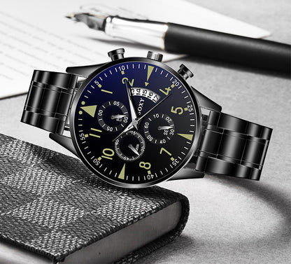 Montre Homme Chronographe Acier Inoxydable - Luxe & Élégance