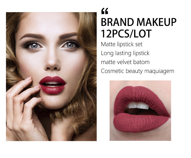 Coffret 12 rouges à lèvres mat - Texture mate longue tenue